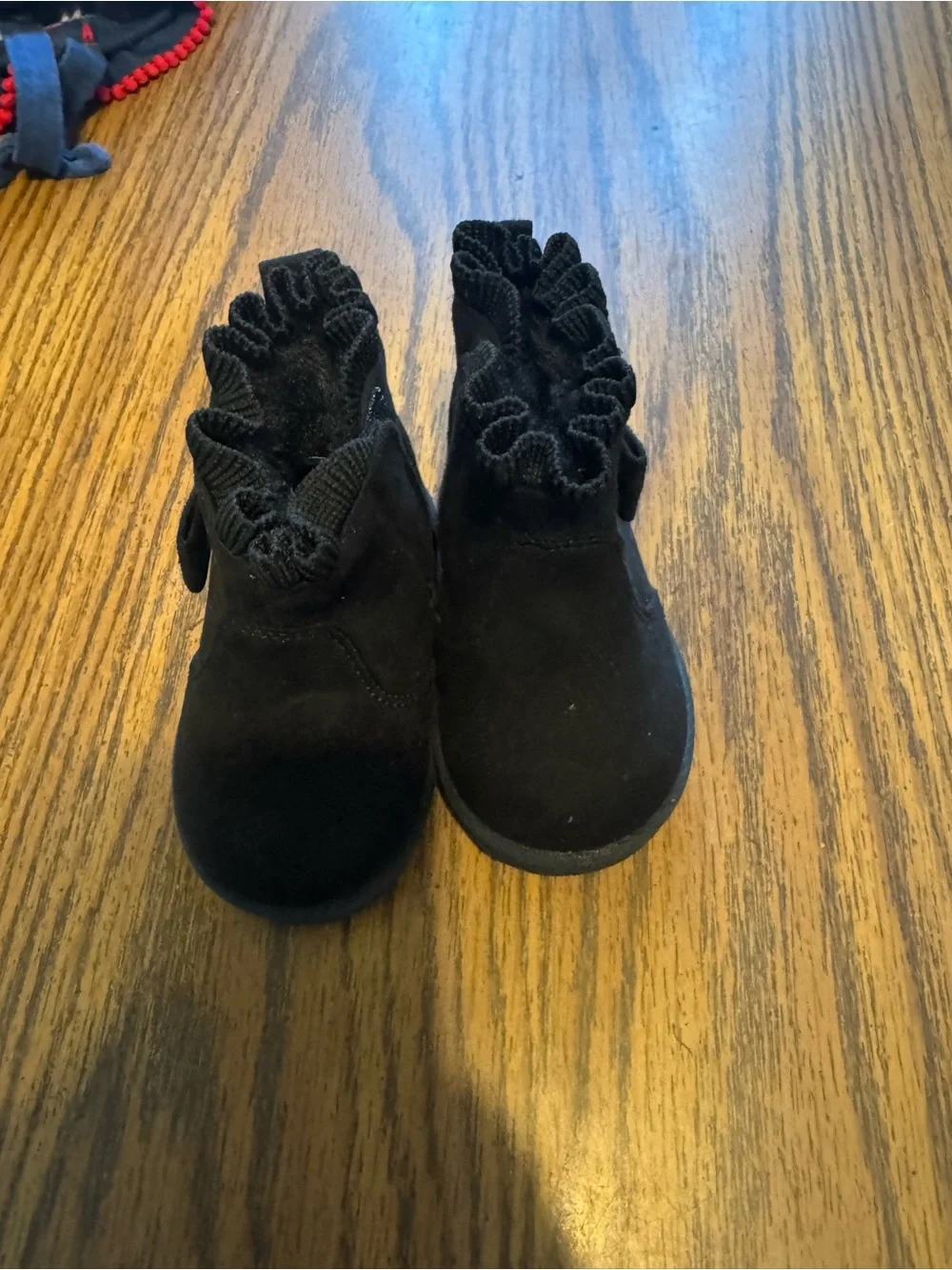 wonder nation Black Ruffle Ankle Boots for Kids